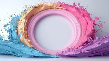 Wall Mural - Colorful Watercolor Ellipse Frame on White Background