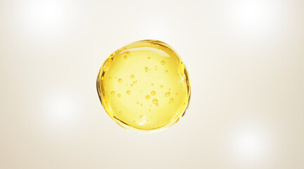 3d collagen skin serum and vitamin illustration isolated on soft color background. concept skin care