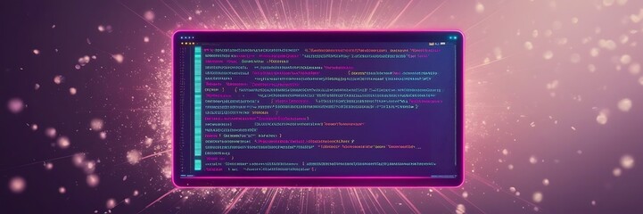 programming and software development work. Concept of hard work of computer coding and programming