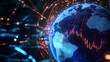 © Kateryna - A high-resolution image of a digital Earth surrounded by holographic stock market data and financial metrics, where lines and graphs of fluctuating stocks encircle the globe. The i