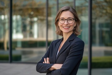portrait of a smiling business woman standing