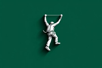 Poster - Simple icon of a bungee jumper, with the figure suspended in mid-air by a single line, capturing the essence of risk and adventure in a clean, minimal style