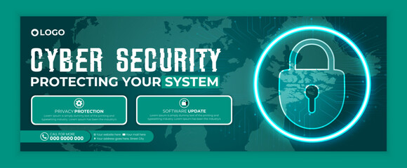 	
Cyber security modern Facebook cover book cover or Cyber icon template
