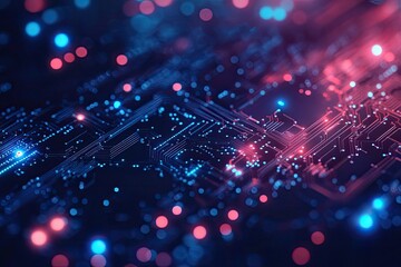 Wall Mural - abstract digital background with glowing circuits and vibrant lights. ideal for technology and innov
