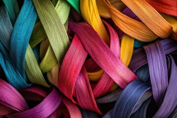 Sticker - Colorful ribbons woven together, creating a vibrant abstract pattern.