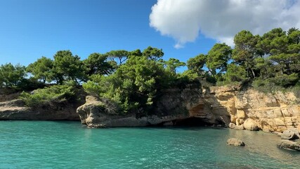 Canvas Print - Beautiful sea and paradise hidden rocky beach.