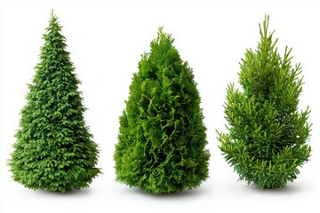 Images of green trees isolated on white background, isolated on transparent background.