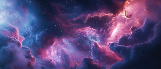 Wall Mural - an awe-inspiring luminous nebula stretches across the cosmos, casting radiant light through starry e