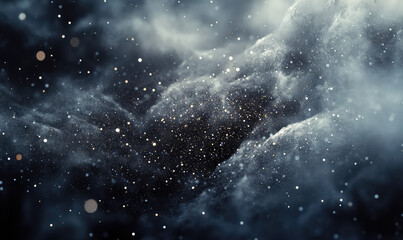 Wall Mural - This image captures a mesmerizing view of a cosmic dust cloud with tiny sparkling stars scattered throughout, evoking a sense of wonder and mystery.