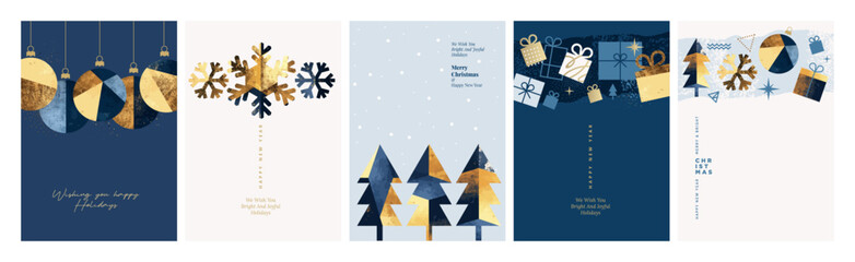 Wall Mural - merry christmas and happy new year greeting cards. vector illustration concepts for background, gree