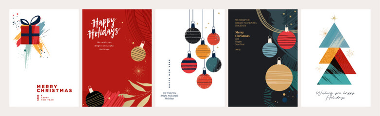 Wall Mural - merry christmas and happy new year. vector illustrations for greeting card, party invitation card, w