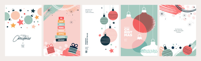 Wall Mural - merry christmas and happy new year greeting cards. vector illustration concepts for background, gree