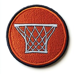 Basketball embroidered patch badge on isolated white background, vector badge and patch collection for print or embroidery