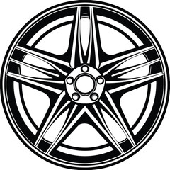 Wheel Rim vector silhouette.