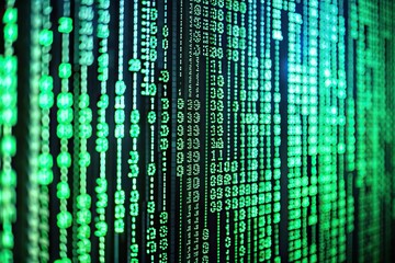 network, matrix effect stock photo of a linux terminal screen displaying the iconic green code casca