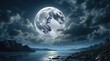 © NafisaNajmin - A luminous full moon illuminates a cloudy night sky,