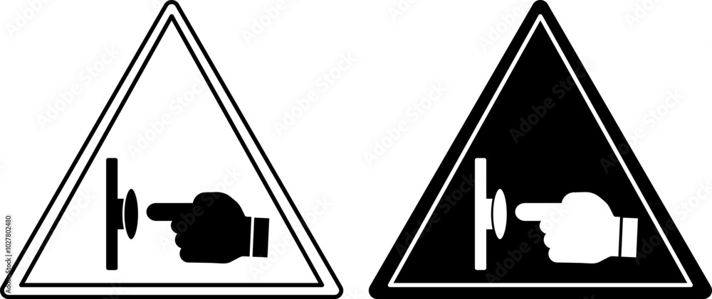Emergency Stop Push Button Signs. Black and White Vector Icons ...