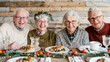 © Coco.Ratta - smiling Caucasian elderly senior family and friendship dinning together on celebration christmas festival together
