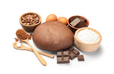 Sticker - Chocolate dough and ingredients isolated on white