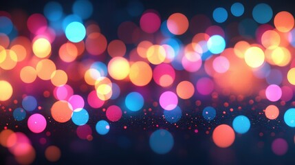 Colorful blurred bokeh lights on dark background