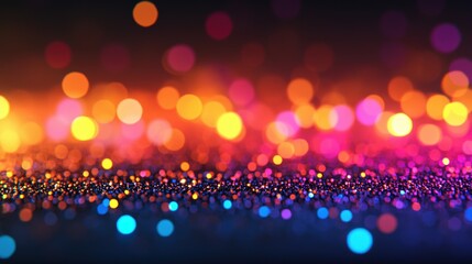 Colorful bokeh light effect, black background