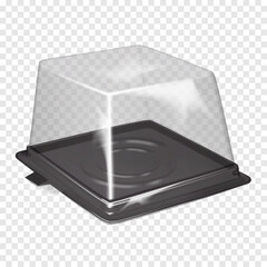 Wall Mural - square plastic cake carrier box with clear dome lid. realistic 3d vector mock-up. empty food contain
