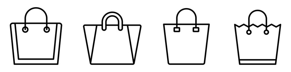 Wall Mural - Shopping bag icons set. Simple line drawing of a shopping bag, perfect for representing retail and consumerism