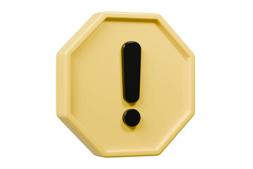 Wall Mural - 3d warning caution icon sign symbol isolated on purple background. error alert safety concept.3d min