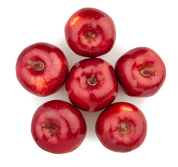 Wall Mural - red delicious apples path isolated on white top view