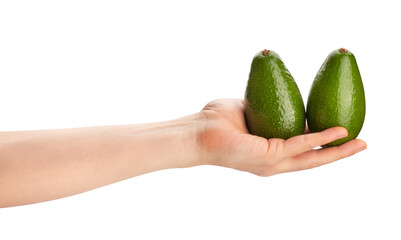 Wall Mural - avocado in hand path isolated on white