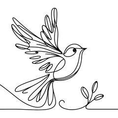 Wall Mural - continuous linear drawing of bird. one line drawing bird. bird in one line style. vector illustratio