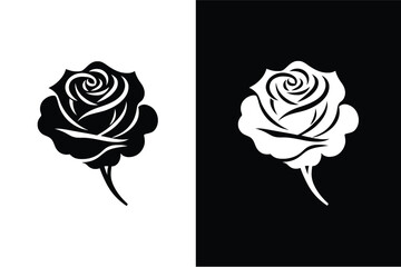 Wall Mural - rose flower silhouette icon vector on white background.