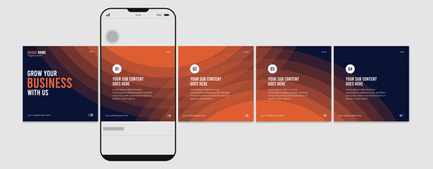 Wall Mural - business carousel post template for advertising, set of carousel post for instagram and linkedin, ed