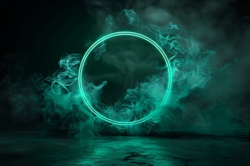 Wall Mural - Green smoke on a black background. Abstract background. Design element.