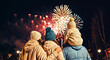 © Svetlana Kolpakova - Family Watching Fireworks Display in Winter Night Sky Celebrations