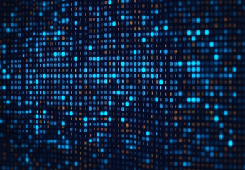 Binary code technology abstract background. Internet security, data encryption, computer dark blue wallpaper. Cryptographic, cryptocurrency.
