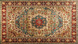 © Konstantin - Texture old of traditional Persian carpet red turquoise pattern. Oriental rug with intricate pattern