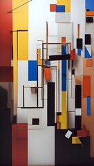 vibrant abstract composition with geometric shapes and bold colors in modern art style. generative a