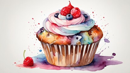 Cute Muffin Clipart Watercolor