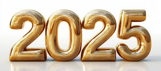 2025 in gold text on a white background, new year concept
