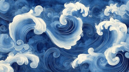 Wall Mural - Stylized Ocean Waves Art