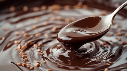 Wall Mural - Luxurious Melted Chocolate with Spoon