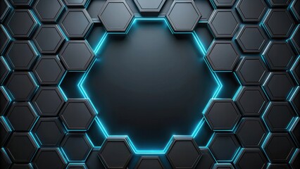 Wall Mural - futuristic black hexagon background using generative tools for digital design projects