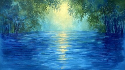 Wall Mural - Mystical Sunrise Over Water