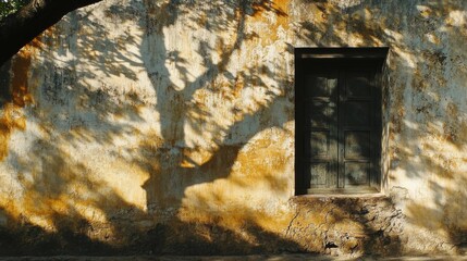 Canvas Print - Historic Wall with Tree Shadows