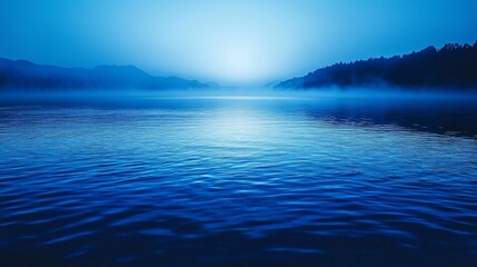 Canvas Print - Tranquil Blue Lake at Dawn