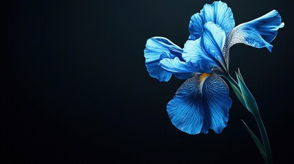 Poster -   A blue flower on black background