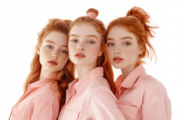 Group of young redhead girls models