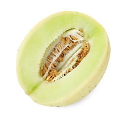 Wall Mural - Cut fresh ripe honeydew melon isolated on white