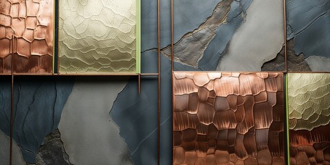 Poster - Copper and gold metal wall panels texture